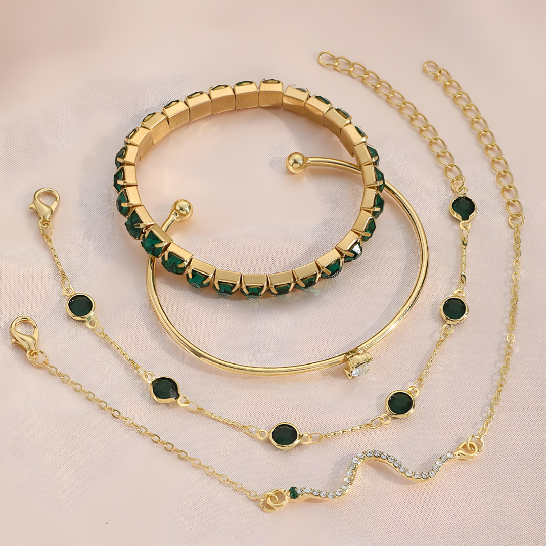 Curated in Green | Complete Stackable Bracelet Set
