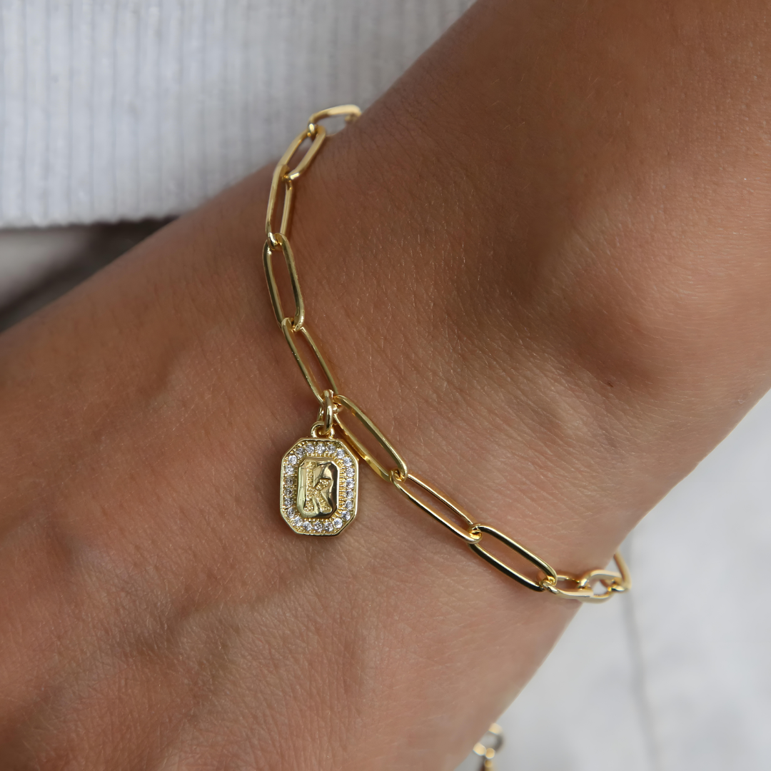 Initial Story Sparkling Paperclip Bracelet