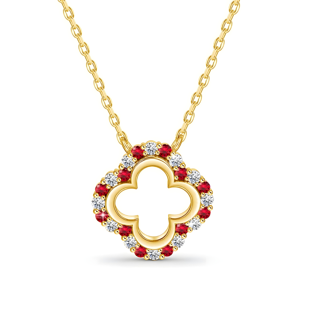 Lucky Clover Sparkle Necklace in Sterling Silver