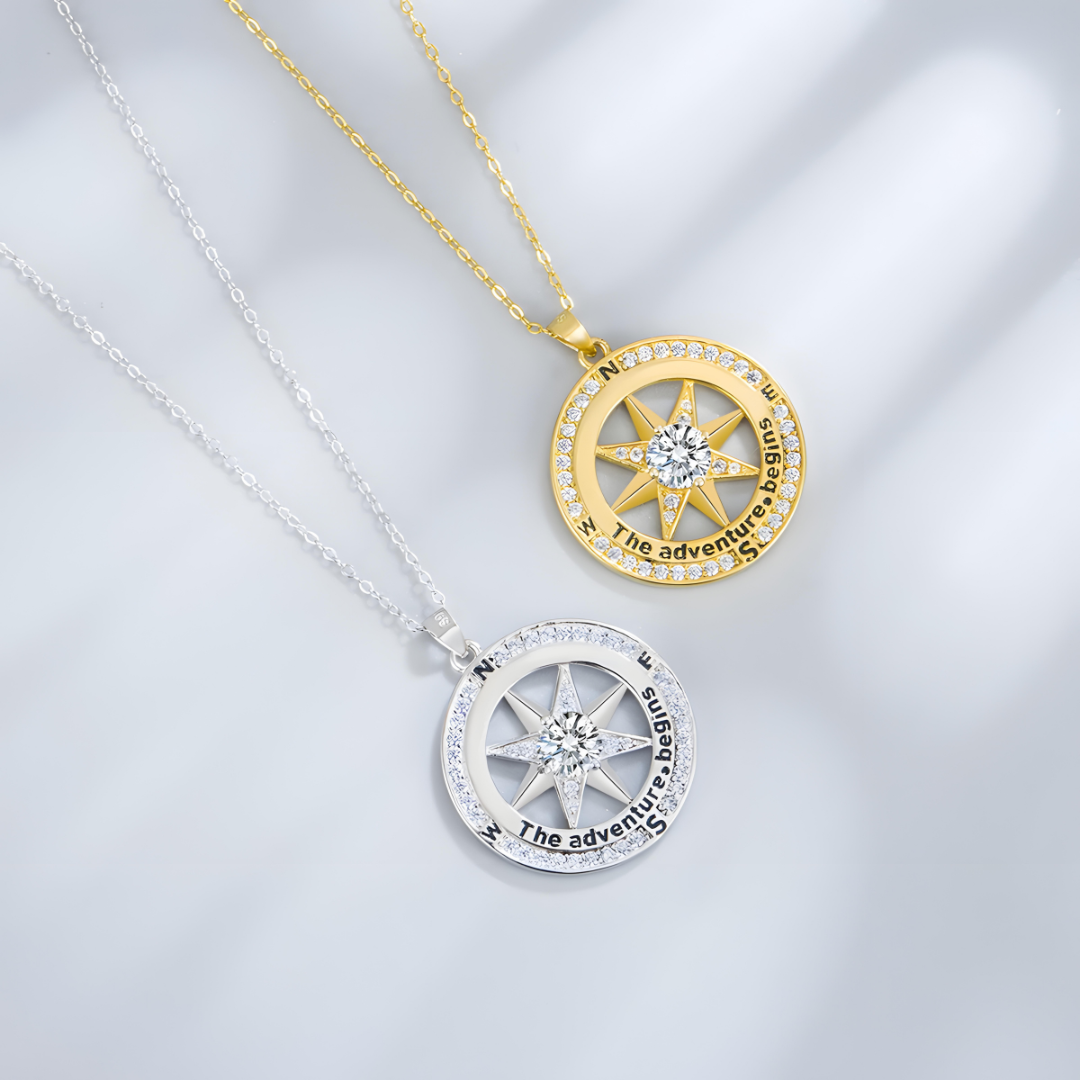 'The Adventure Begins' Compass Necklace