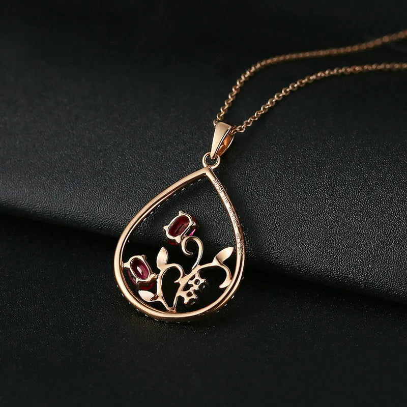 Blooming Hearts Teardrop Necklace