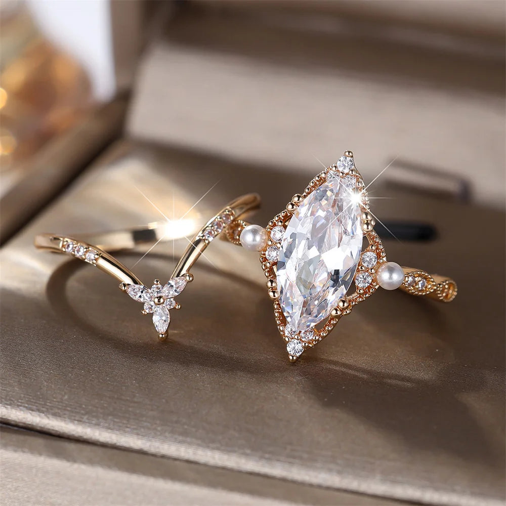 Heirloom Marquise & Pearl Bridal Set