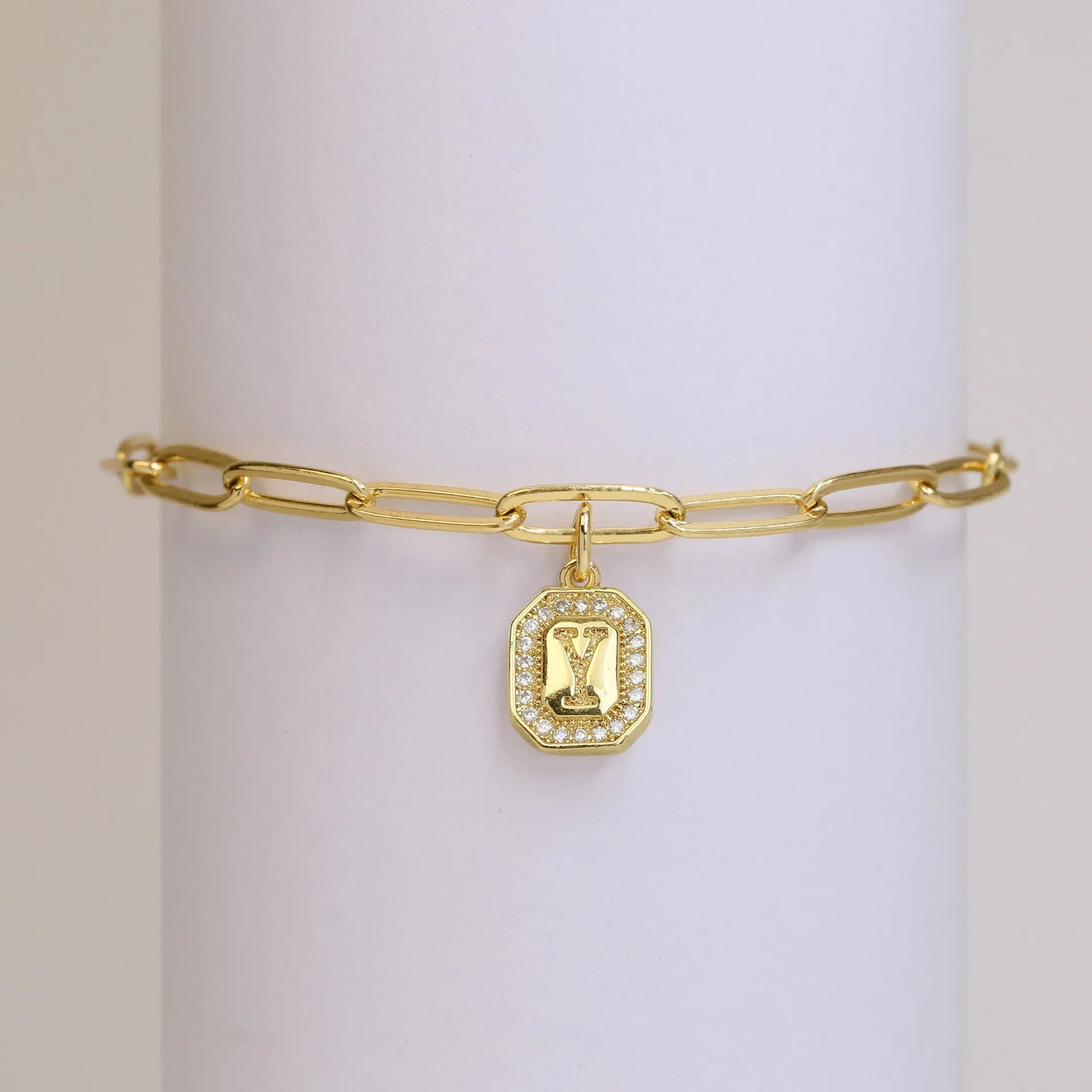 Initial Story Sparkling Paperclip Bracelet