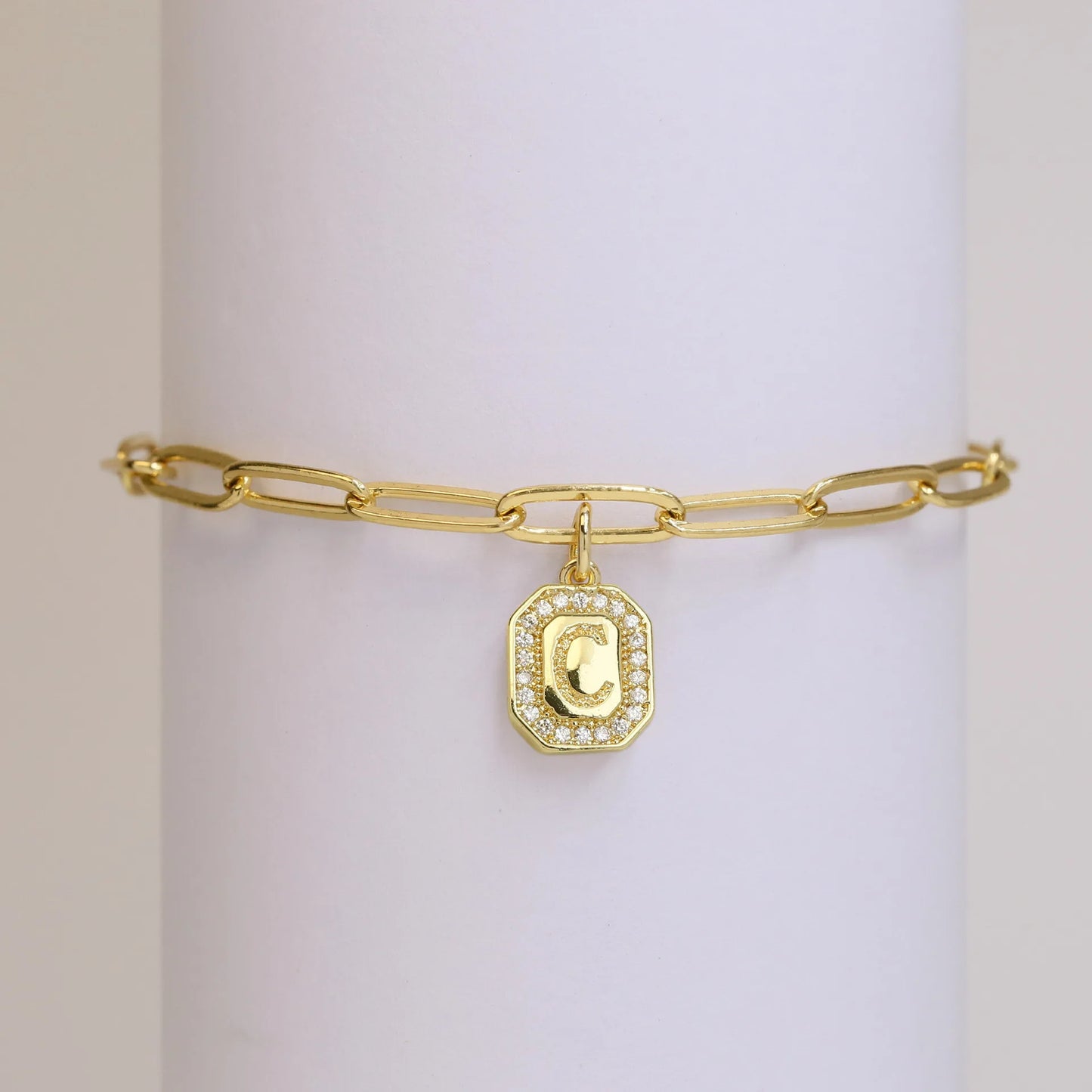 Initial Story Sparkling Paperclip Bracelet