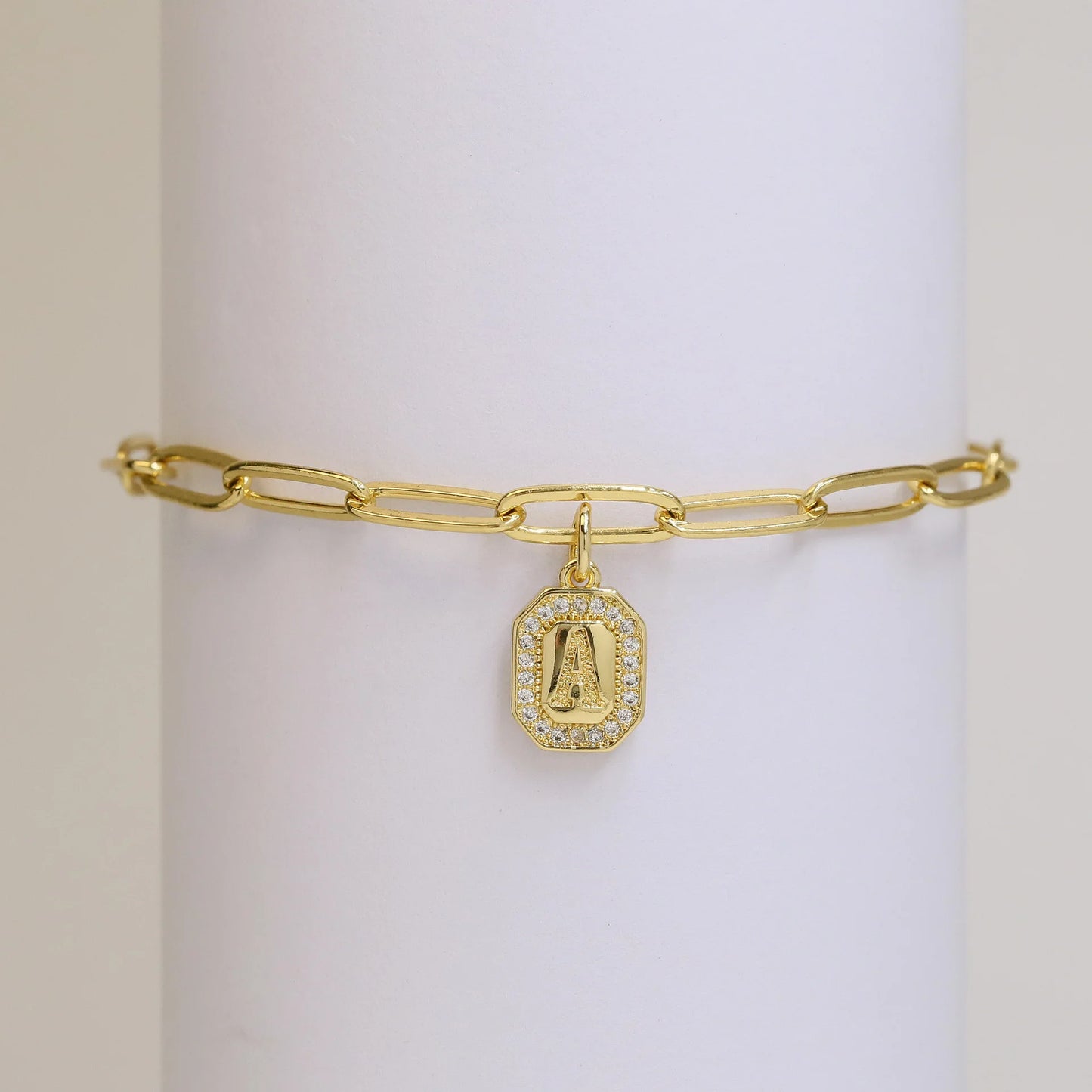 Initial Story Sparkling Paperclip Bracelet
