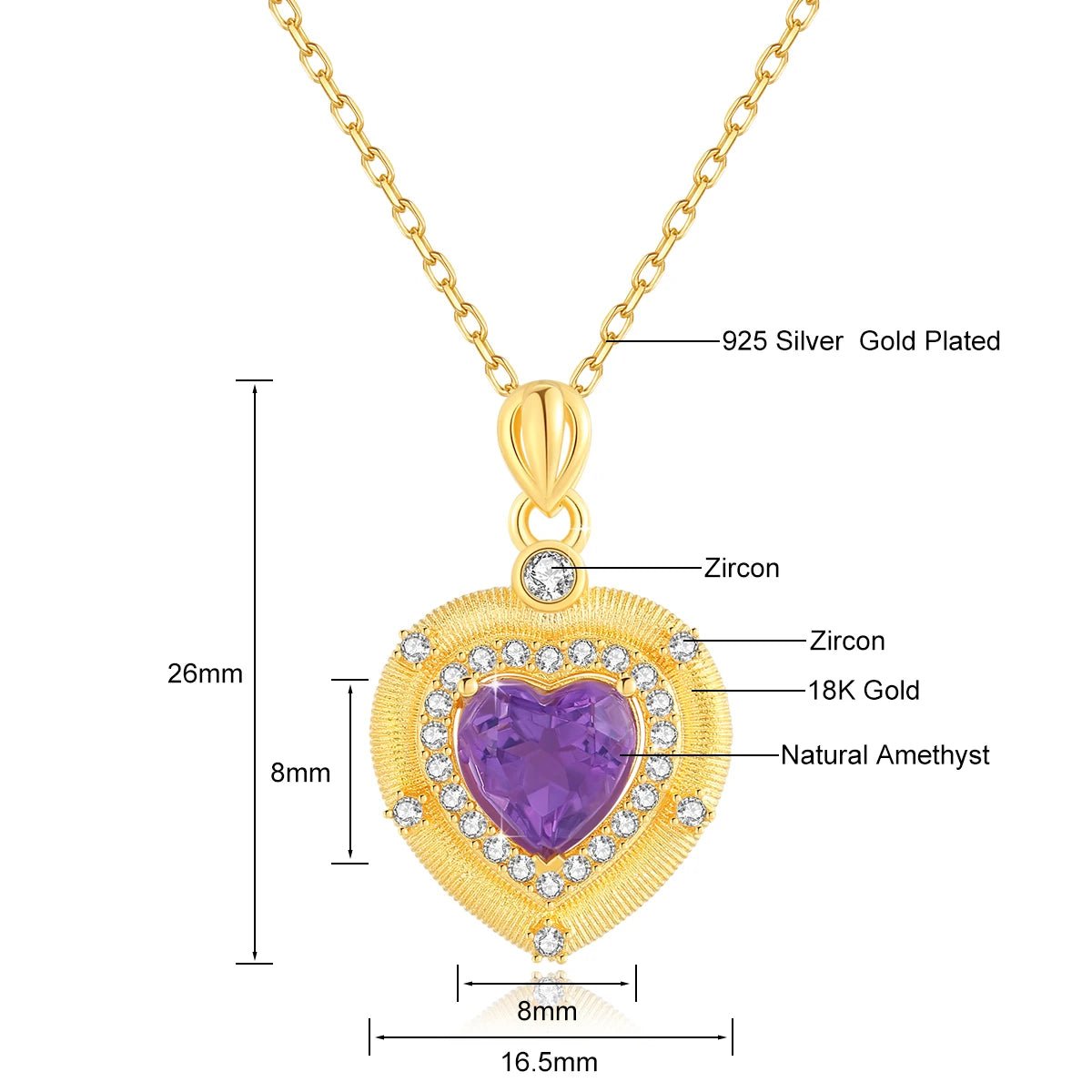 Serenity Heart Amethyst Necklace - Natural Stress Relief - Dolbrook Jewelers