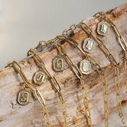 Initial Story Sparkling Paperclip Bracelet