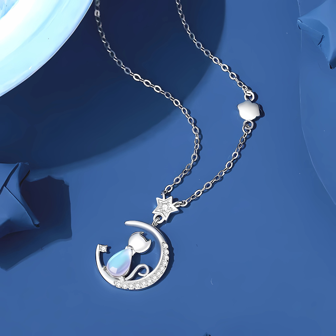 Celestial Cat Sterling Silver Necklace