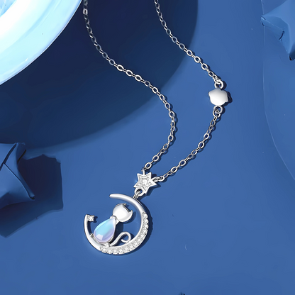 Celestial Cat Sterling Silver Necklace