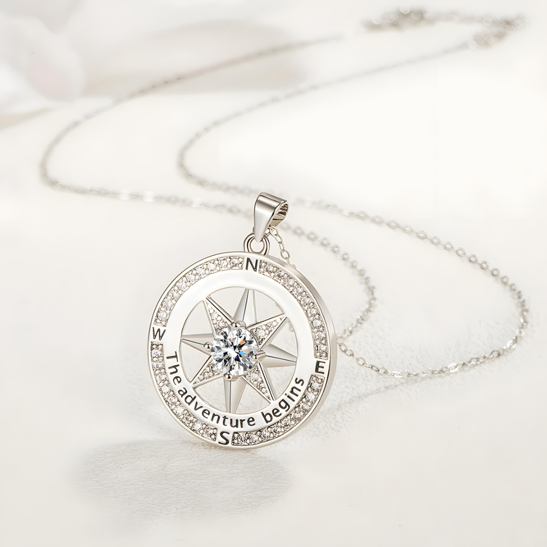 'The Adventure Begins' Compass Necklace