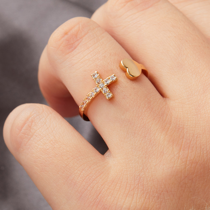 Heavenly Heart & Cross Ring