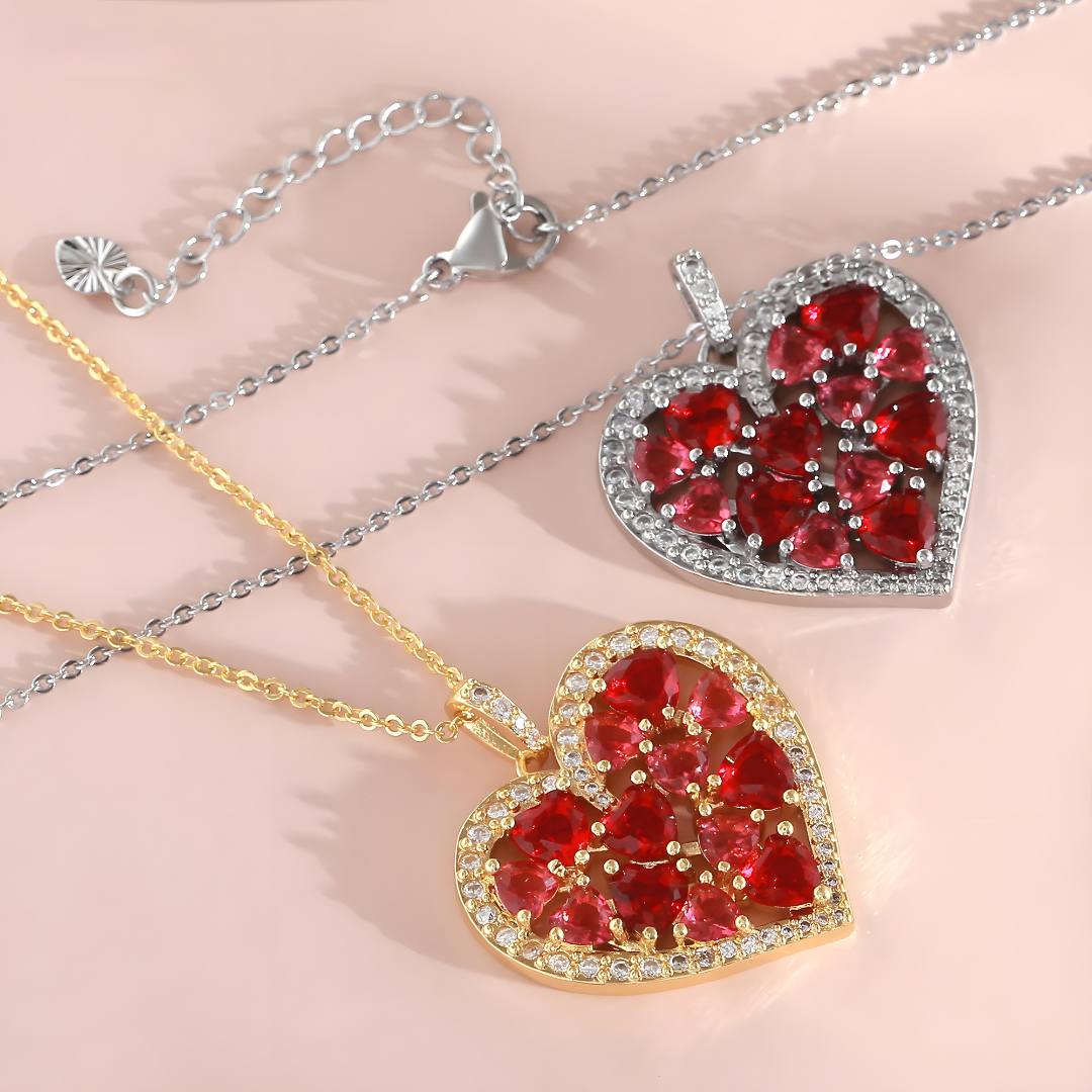 Blossoming Hearts Pendant Necklace