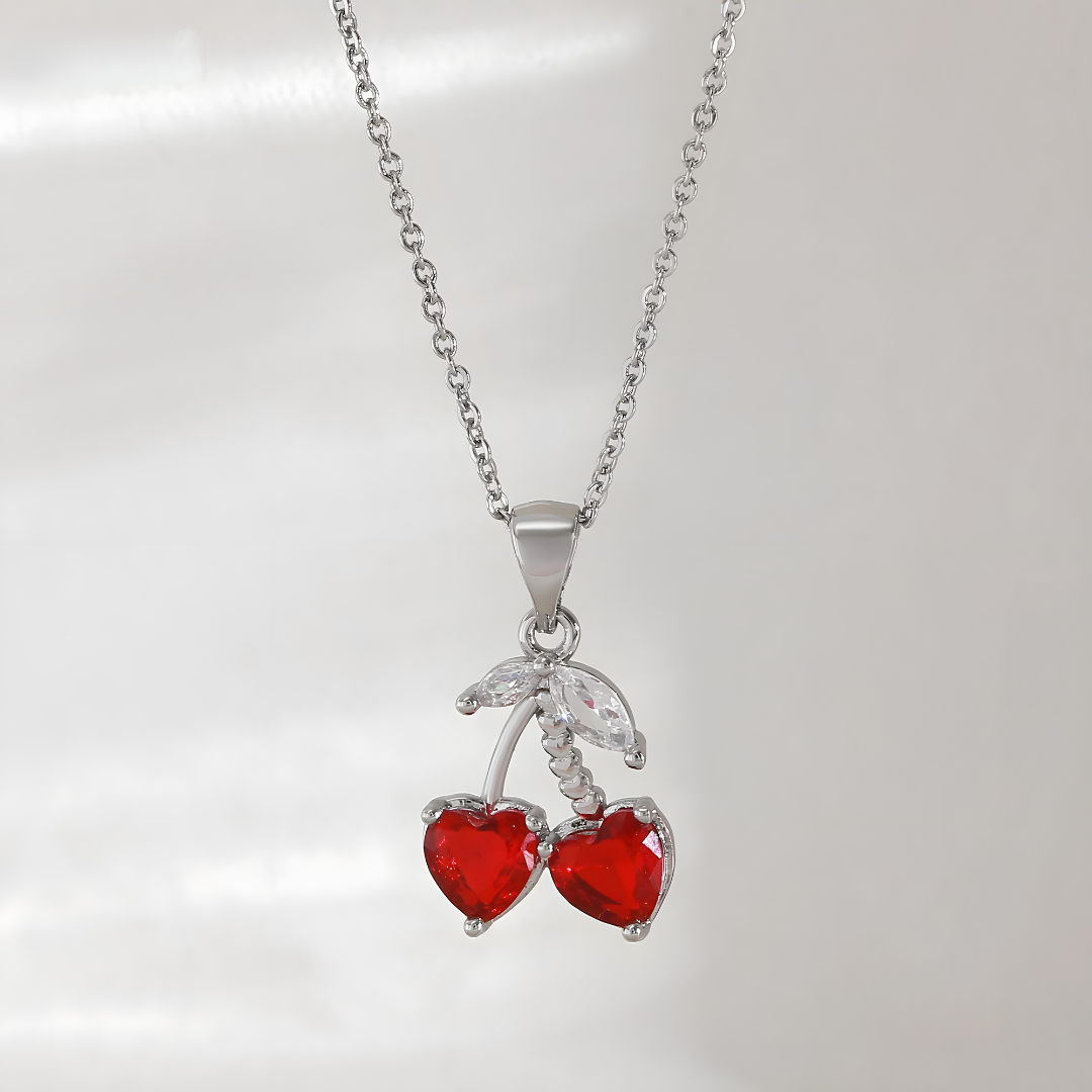 Sweet Cherry Hearts Necklace