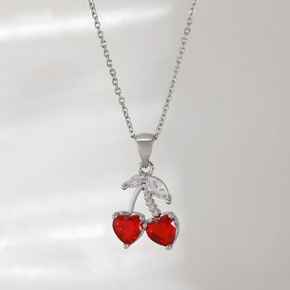 Sweet Cherry Hearts Necklace