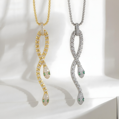 Bold Serpent Crystal Necklace