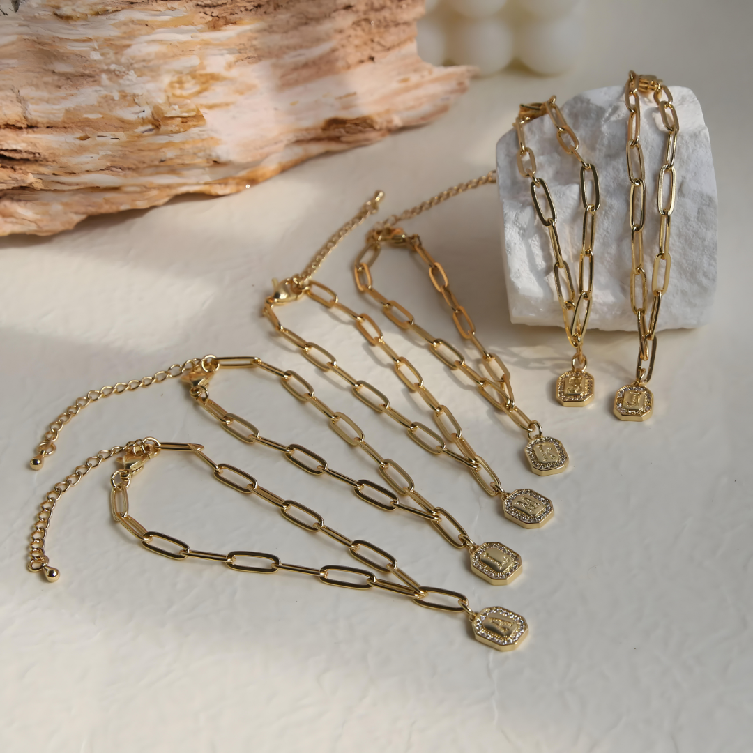 Initial Story Sparkling Paperclip Bracelet