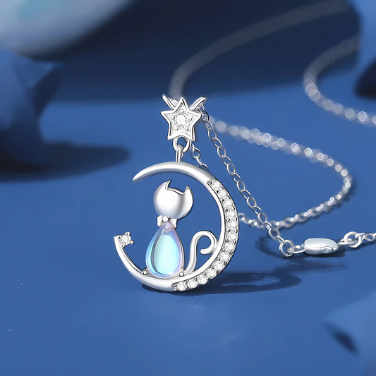 Celestial Cat Sterling Silver Necklace