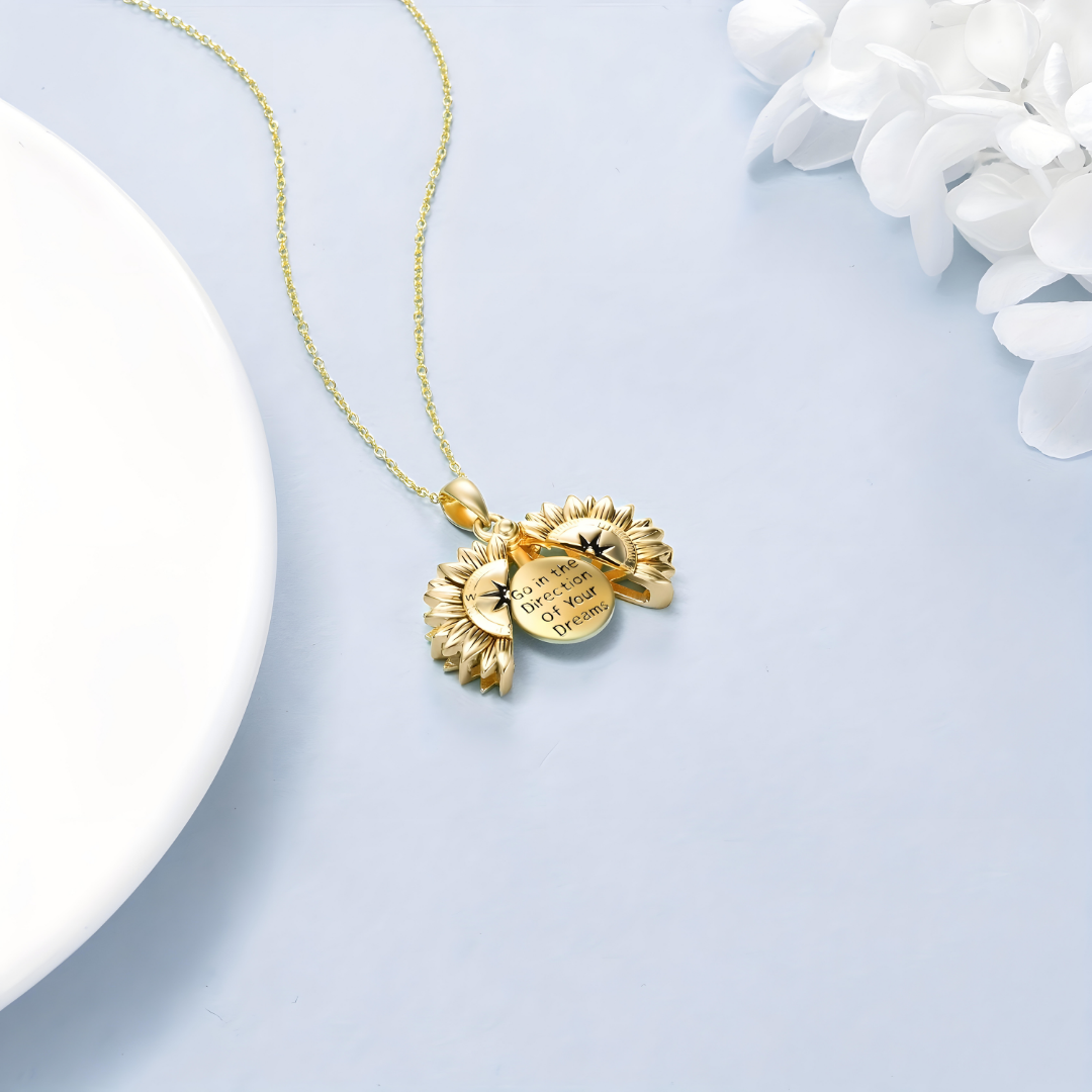 YourDreams Sunflower Compass Necklace
