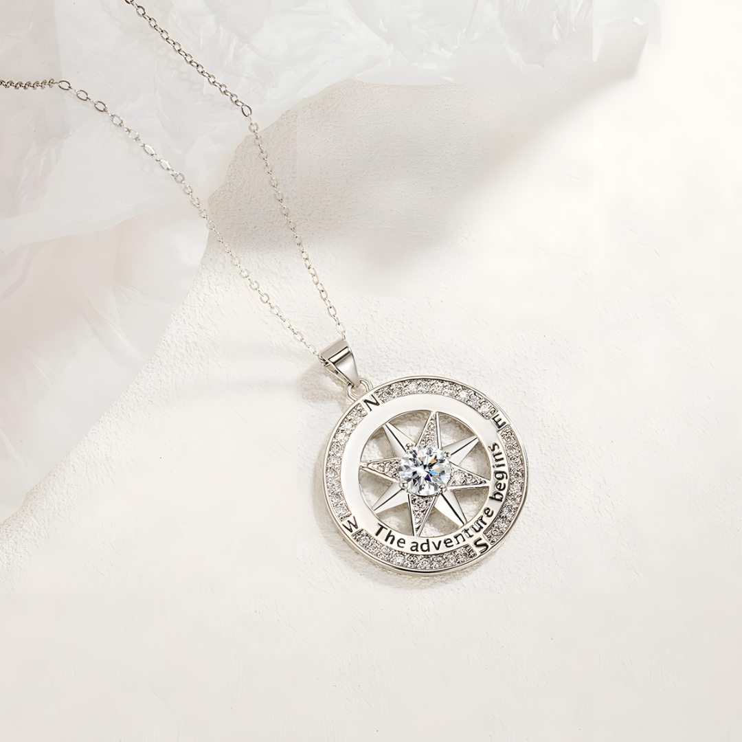 'The Adventure Begins' Compass Necklace