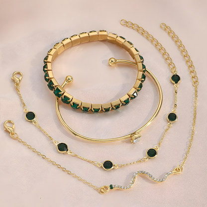 Curated in Green | Complete Stackable Bracelet Set