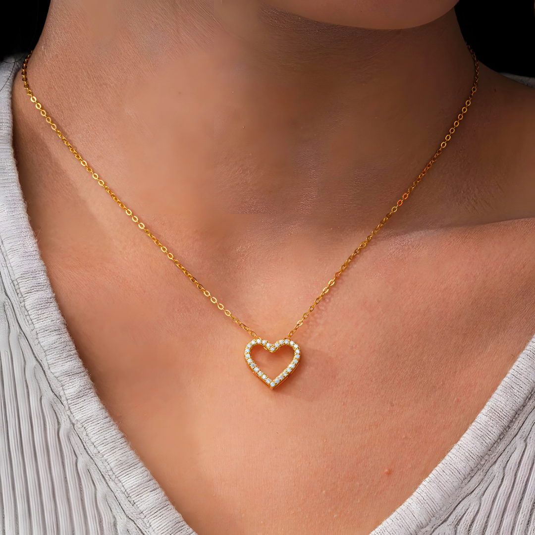 Moissanite Sofia Love Necklace | 14K Gold Plated 925 Sterling Silver