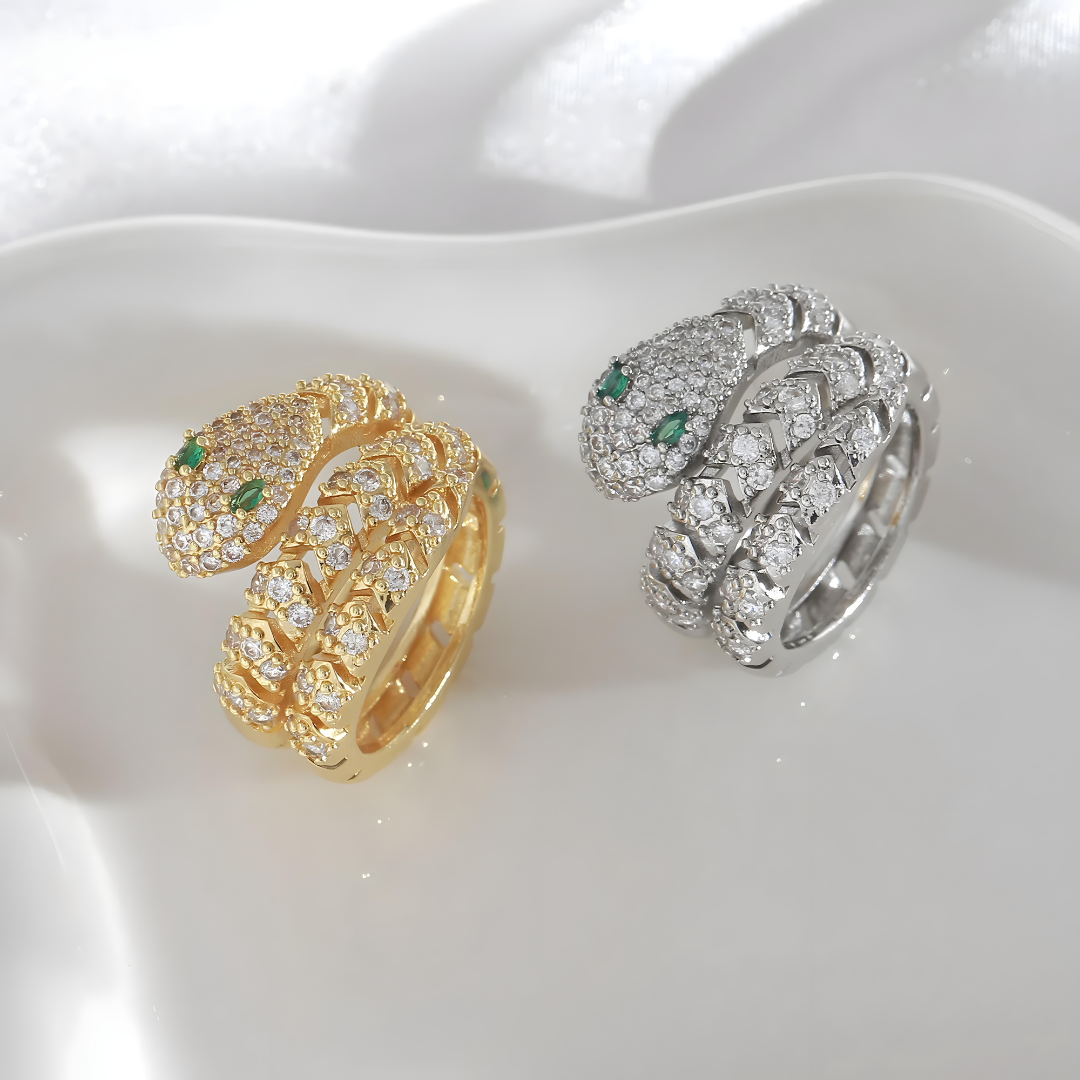 Bold Serpent Crystal Ring