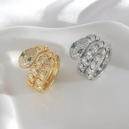 Bold Serpent Crystal Ring
