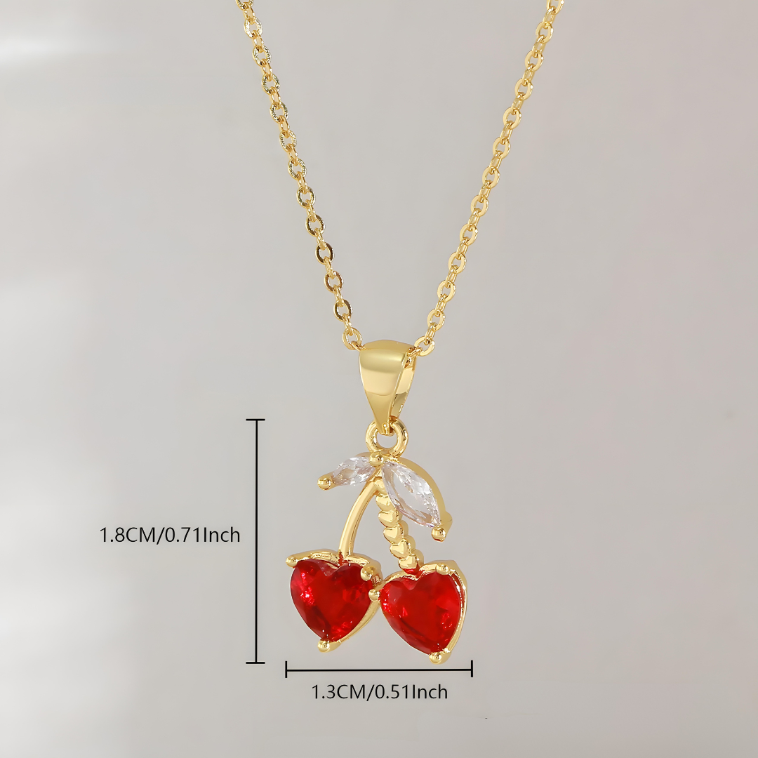 Sweet Cherry Hearts Necklace