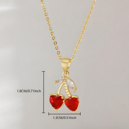 Sweet Cherry Hearts Necklace