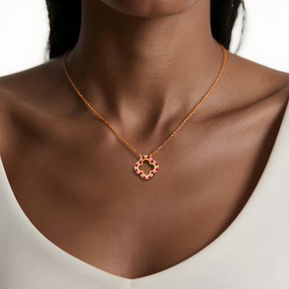 Lucky Clover Sparkle Necklace in Sterling Silver