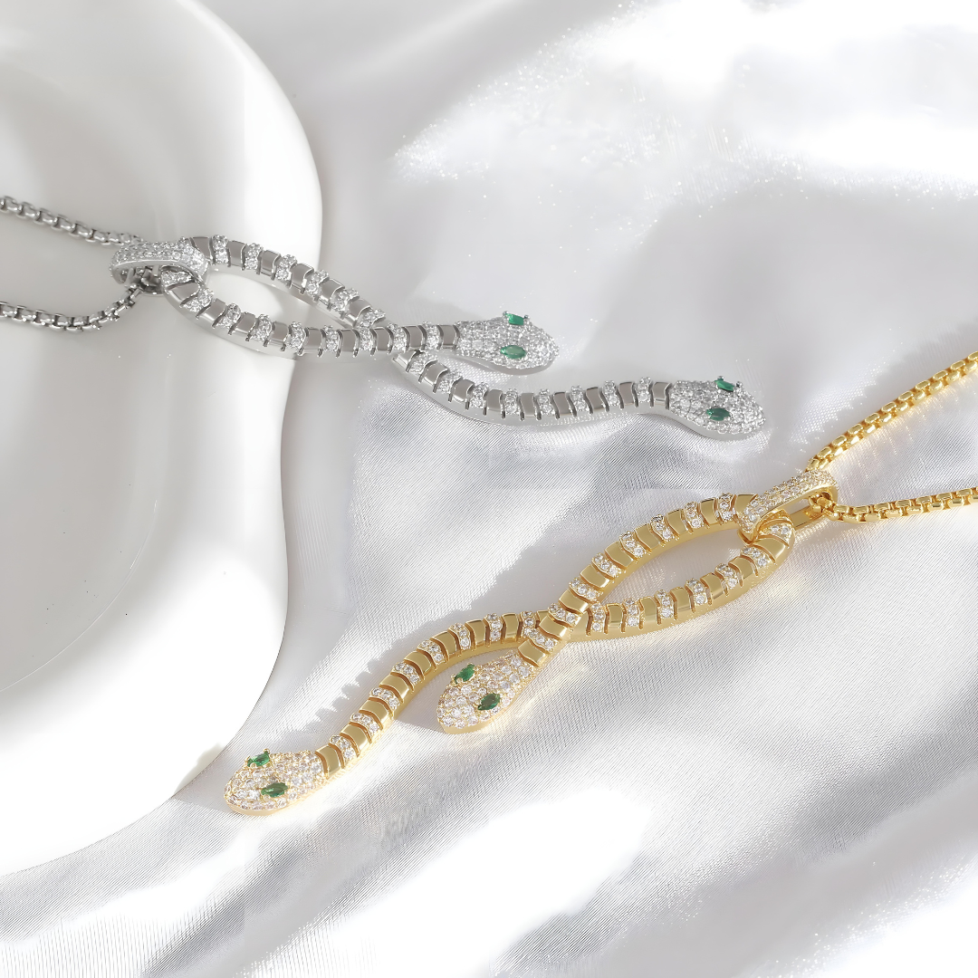 Bold Serpent Crystal Necklace