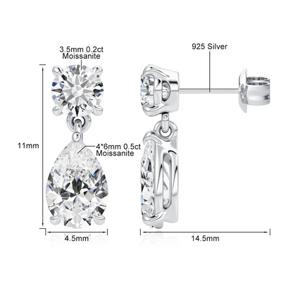 Genuine Moissanite Teardrop Earrings | 18K Gold Plated Sterling Silver