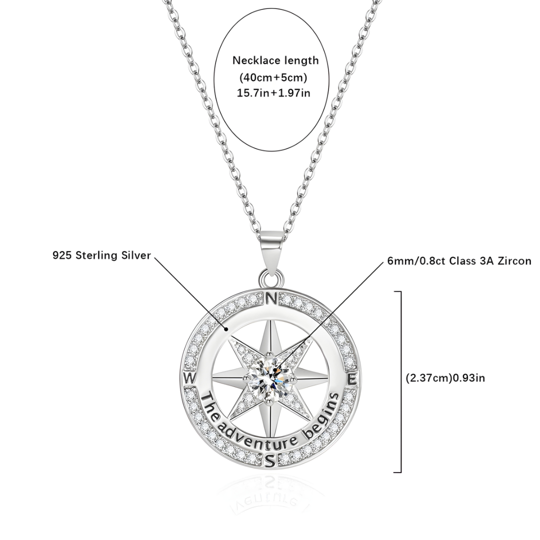'The Adventure Begins' Compass Necklace