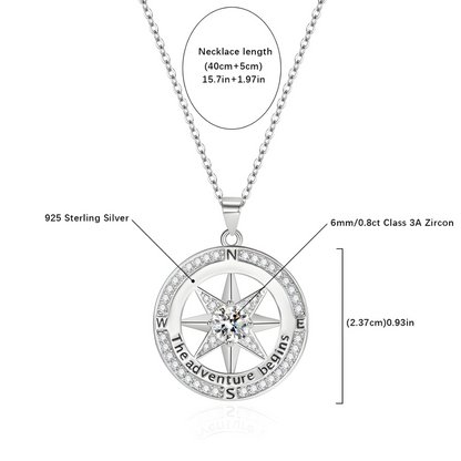 'The Adventure Begins' Compass Necklace