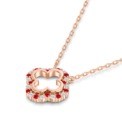 Lucky Clover Sparkle Necklace in Sterling Silver