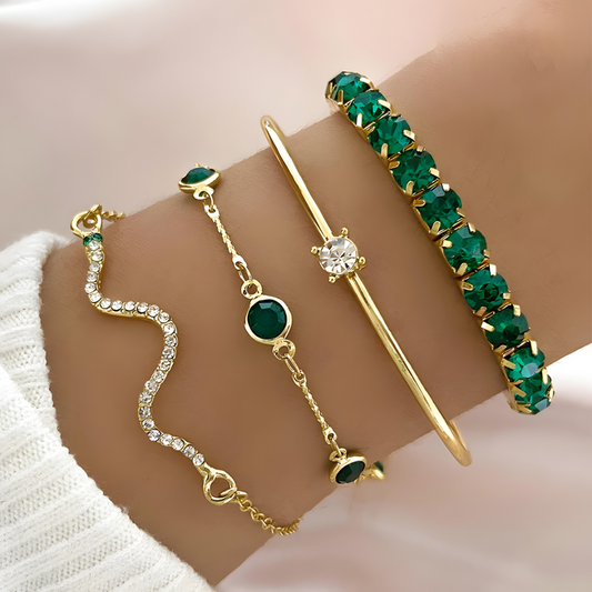 Curated in Green | Complete Stackable Bracelet Set