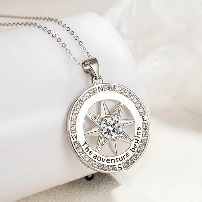 'The Adventure Begins' Compass Necklace