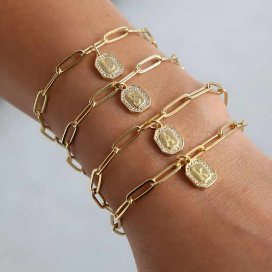 Initial Story Sparkling Paperclip Bracelet