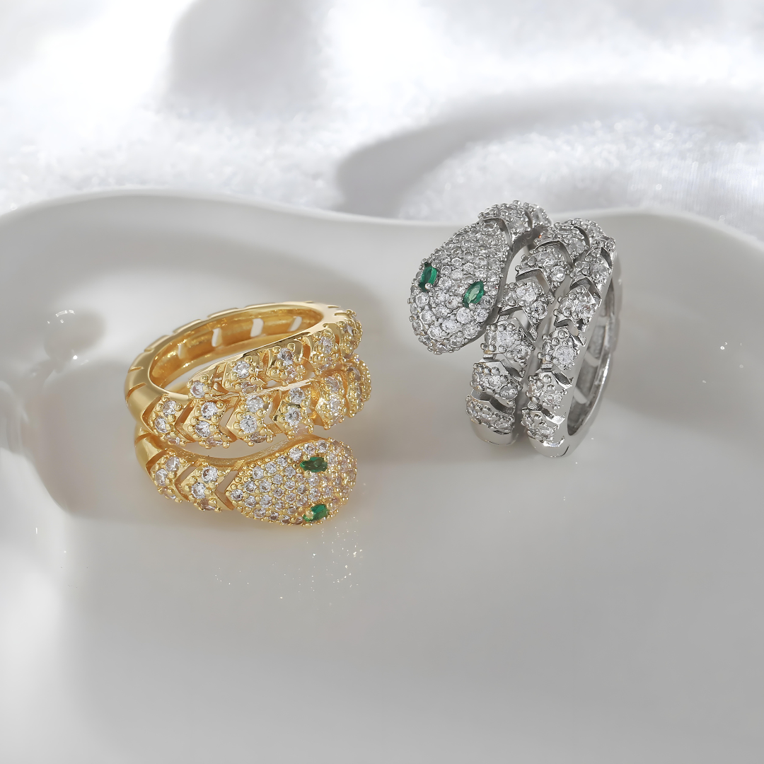 Bold Serpent Crystal Ring