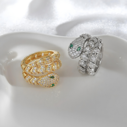 Bold Serpent Crystal Ring