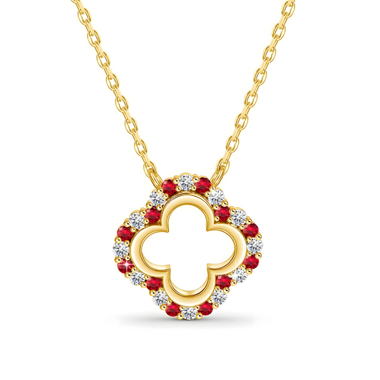 Lucky Clover Sparkle Necklace in Sterling Silver