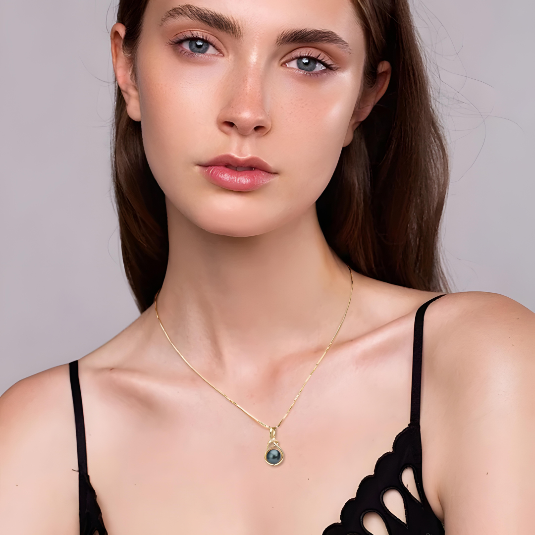 Genuine Tahitian Black Pearl Necklace