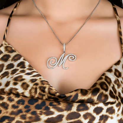Sparkle Script Monogram Necklace + FREE Flat Curb Chain