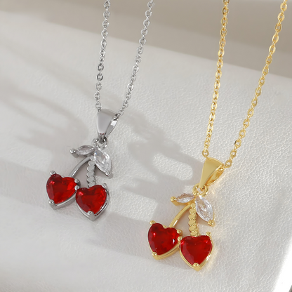 Sweet Cherry Hearts Necklace