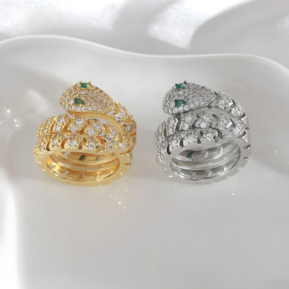 Bold Serpent Crystal Ring