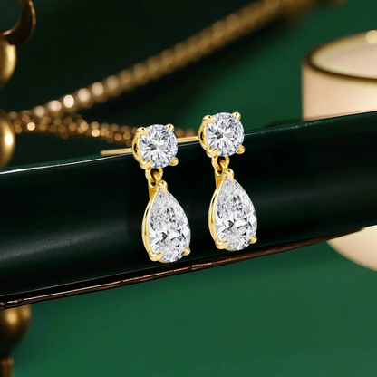Genuine Moissanite Teardrop Earrings | 18K Gold Plated Sterling Silver