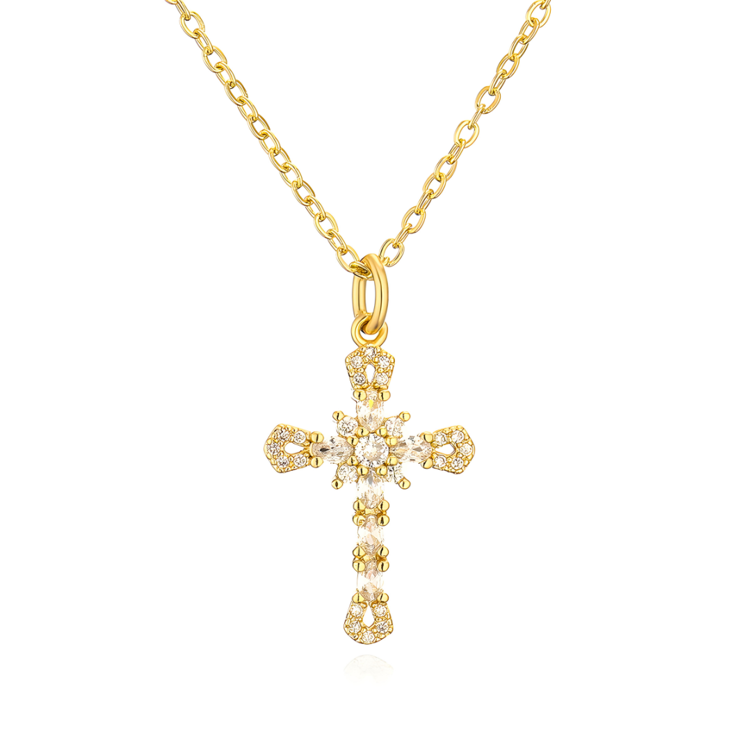 All-Over Crystal Cross Necklace