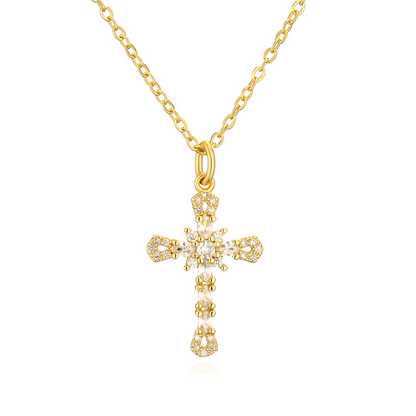 All-Over Crystal Cross Necklace