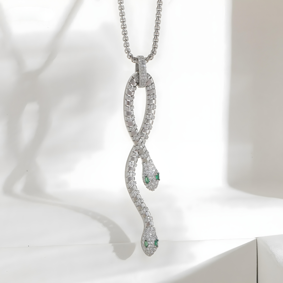Bold Serpent Crystal Necklace
