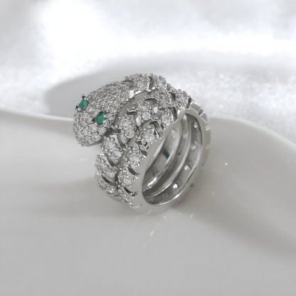 Bold Serpent Crystal Ring